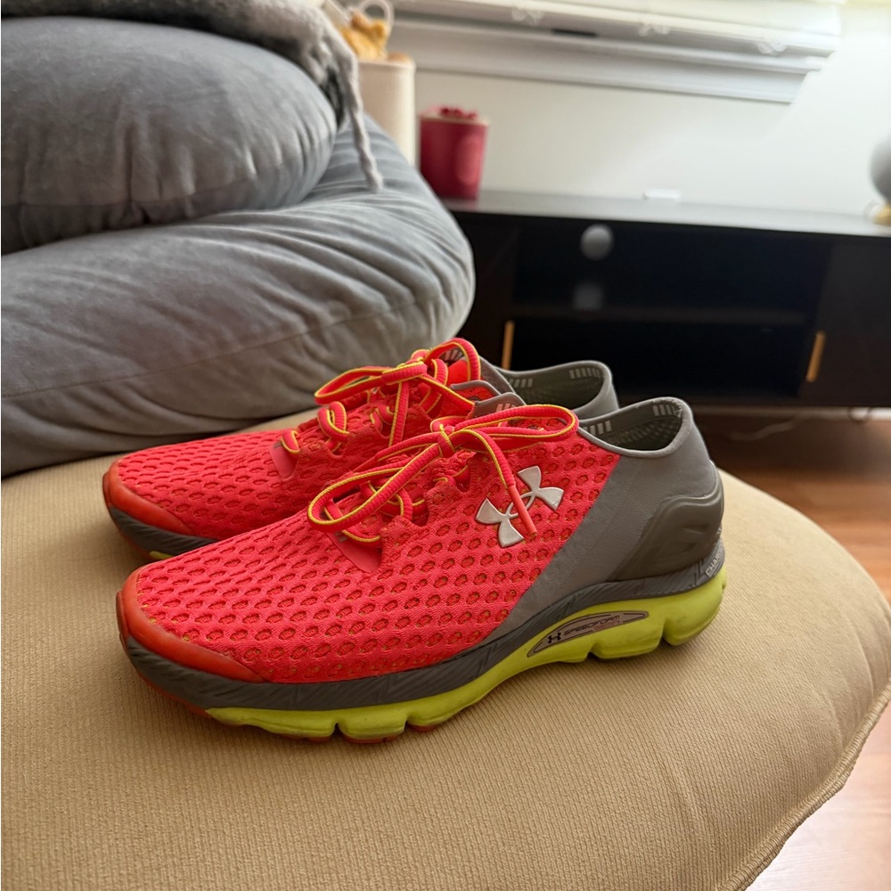 Under Armour Bright Red and Gray Athletic Shoes